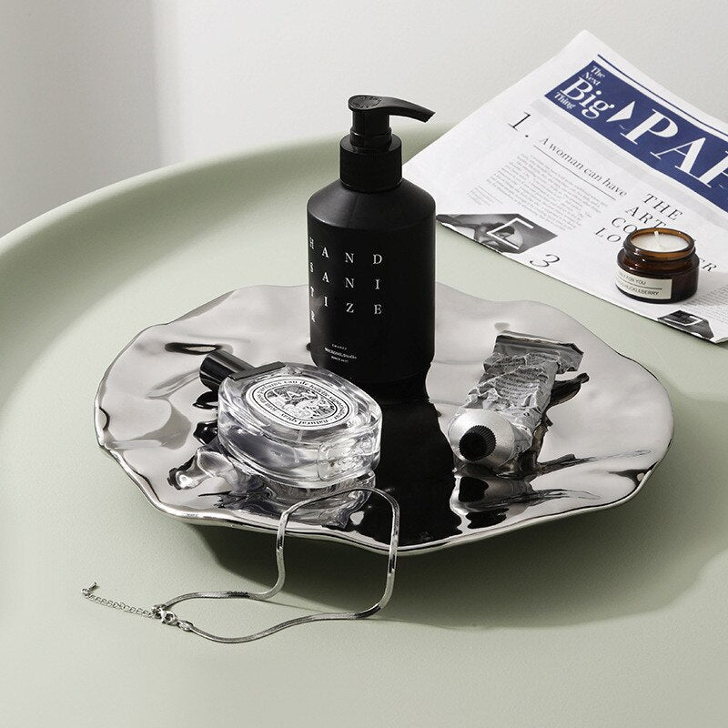 Hommfer – Plateau Décoratif Chromé en Céramique - Hommfer
