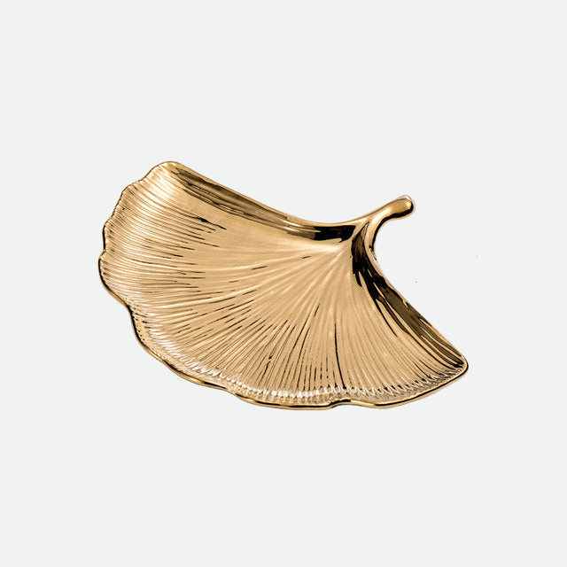 Hommfer – Plateau Feuille Dorée en Céramique - Hommfer