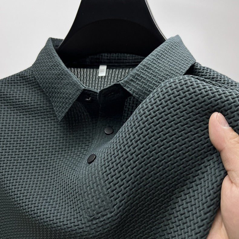 Hommfer - Polo Texturé Homme - Tissu Léger Respirant Anti-Transpiration - Hommfer