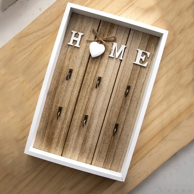 Hommfer - Porte-clés mural artisanal en bois avec motif « Home » pour organiser l’entrée - Hommfer