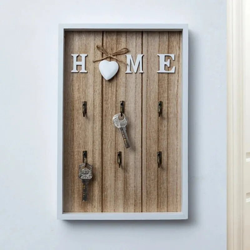 Hommfer - Porte-clés mural artisanal en bois avec motif « Home » pour organiser l’entrée - Hommfer
