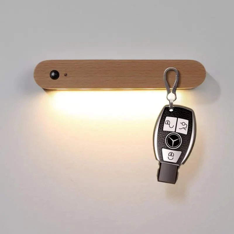 Hommfer – Porte - Clés Mural Magnétique en Bois avec Veilleuse LED à Capteur pour l’Entrée - Hommfer