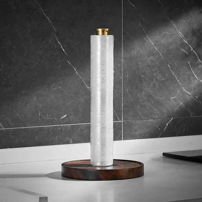 Hommfer – Porte-essuie-tout artisanal en noyer naturel et acier inoxydable massif - Hommfer