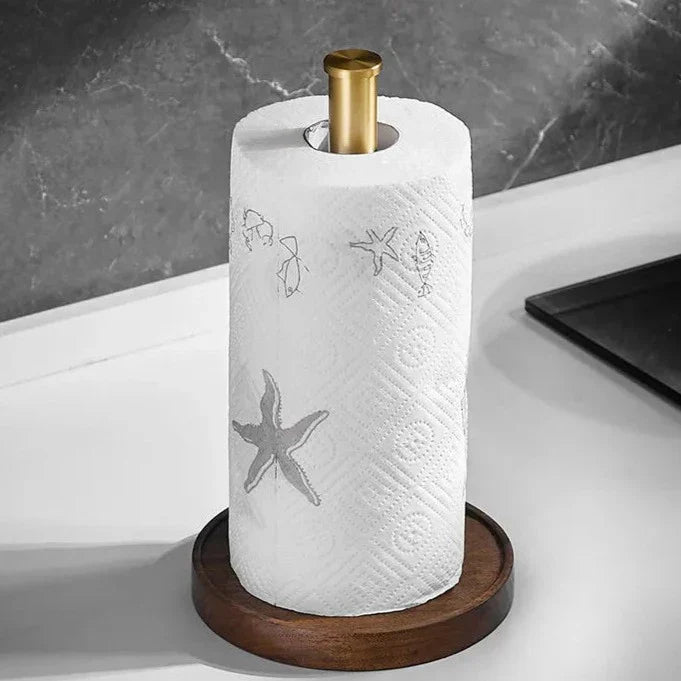 Hommfer – Porte-essuie-tout artisanal en noyer naturel et acier inoxydable massif - Hommfer