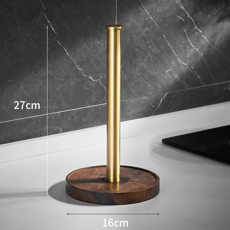 Hommfer – Porte-essuie-tout artisanal en noyer naturel et acier inoxydable massif - Hommfer