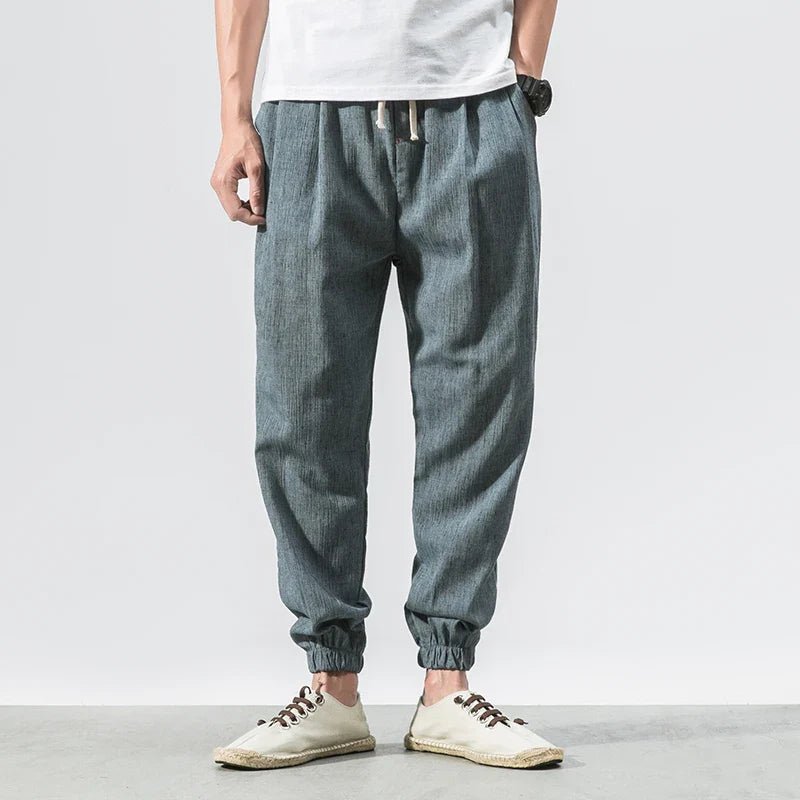 Hommfer - Renji Men's Linen-Cotton Drawstring Trousers for Lightweight Summer Comfort - Hommfer