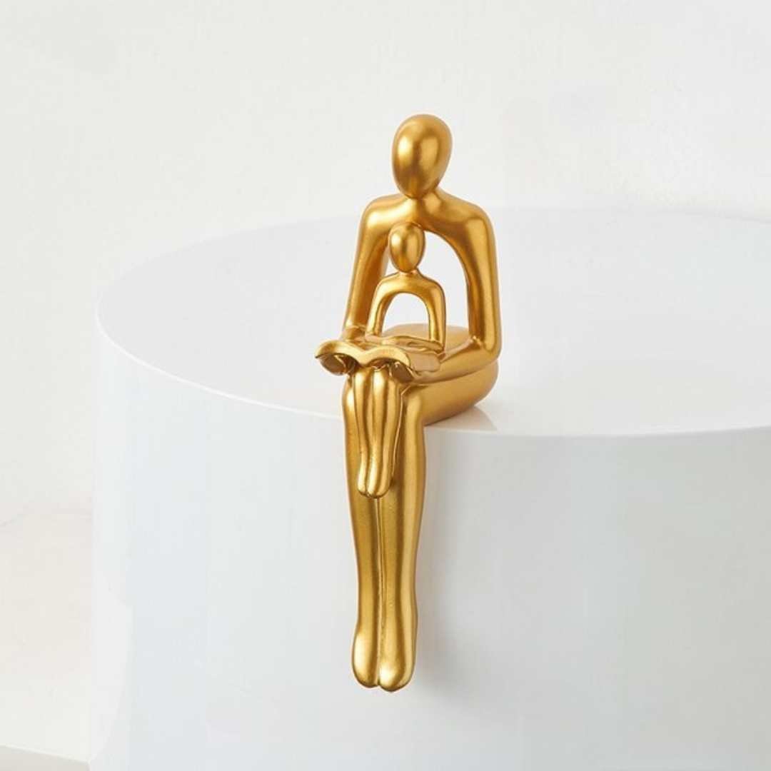 Hommfer – Sculpture Abstraite Élégante en Résine avec Détails Dorés - Hommfer