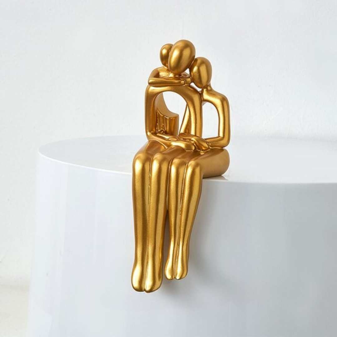 Hommfer – Sculpture Abstraite Élégante en Résine avec Détails Dorés - Hommfer