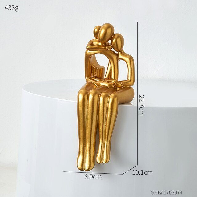 Hommfer – Sculpture Abstraite Élégante en Résine avec Détails Dorés - Hommfer