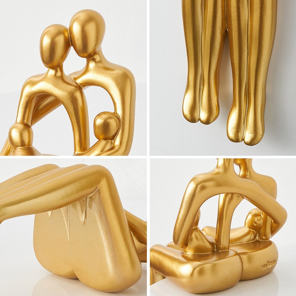Hommfer – Sculpture Abstraite Élégante en Résine avec Détails Dorés - Hommfer