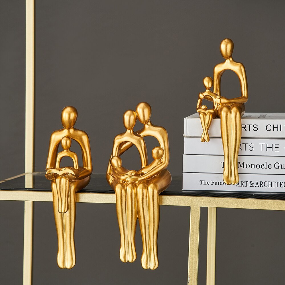 Hommfer – Sculpture Abstraite Élégante en Résine avec Détails Dorés - Hommfer