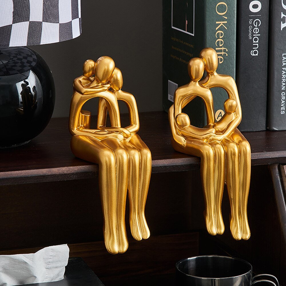 Hommfer – Sculpture Abstraite Élégante en Résine avec Détails Dorés - Hommfer