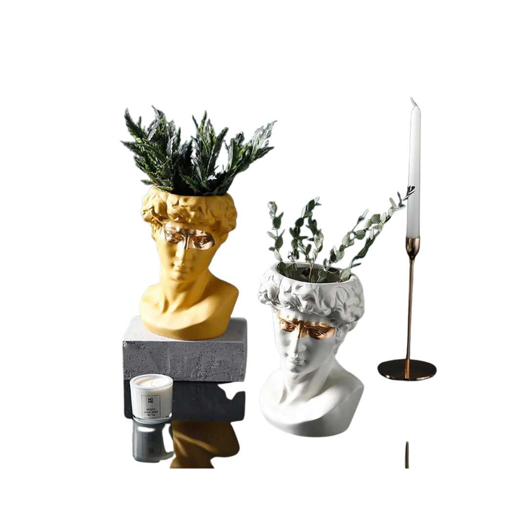 Hommfer - Sculpture Cache - Pot en Céramique Forme Tête Classique - Hommfer