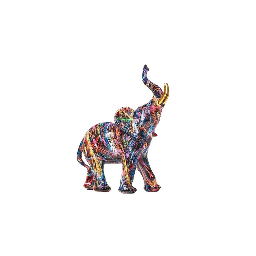 Hommfer – Sculpture Éléphant Graffiti Colorée en Résine - Hommfer