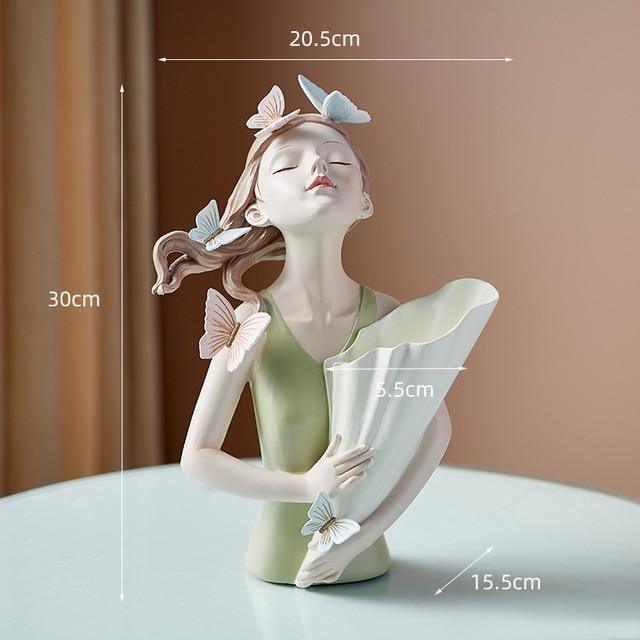 Hommfer – Sculpture Féminine Forêt avec Papillons et Fleurs - Hommfer