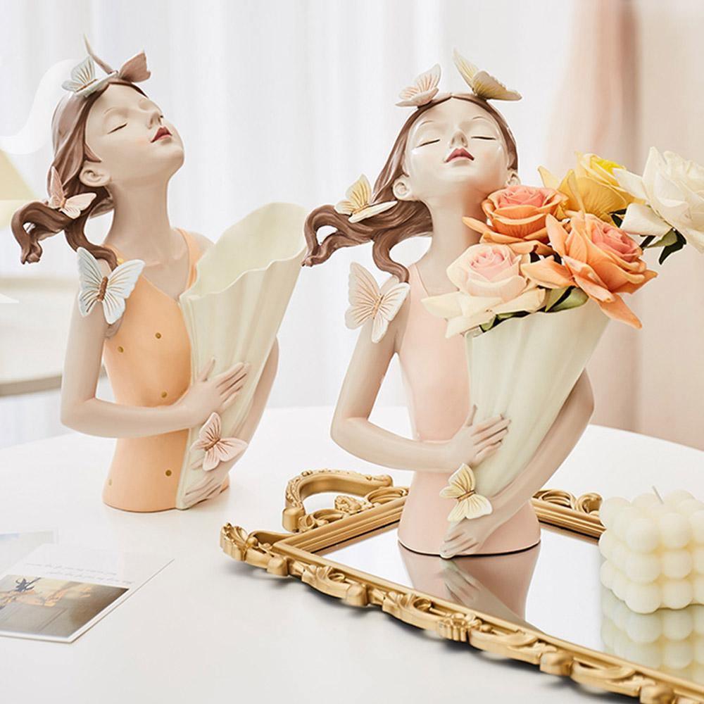 Hommfer – Sculpture Féminine Forêt avec Papillons et Fleurs - Hommfer