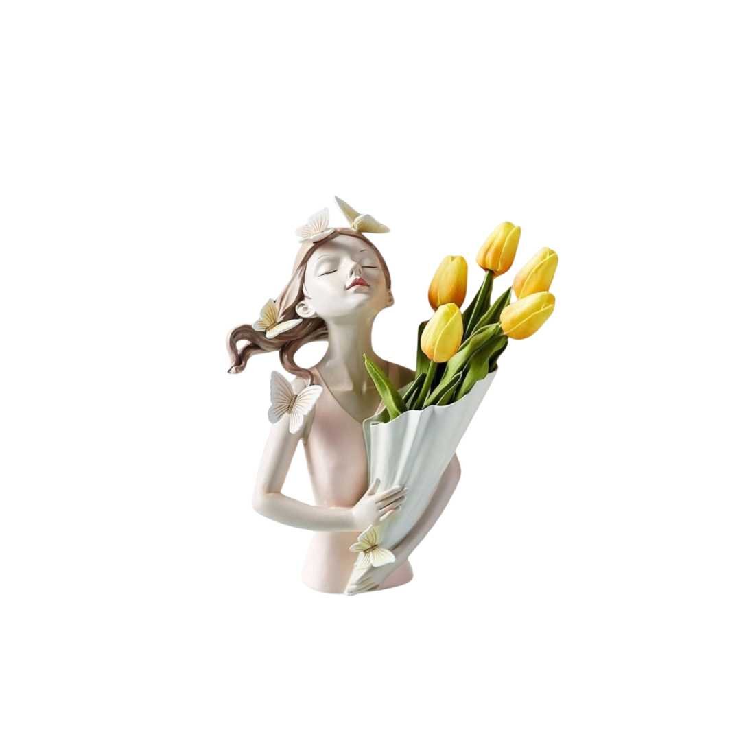 Hommfer – Sculpture Féminine Forêt avec Papillons et Fleurs - Hommfer
