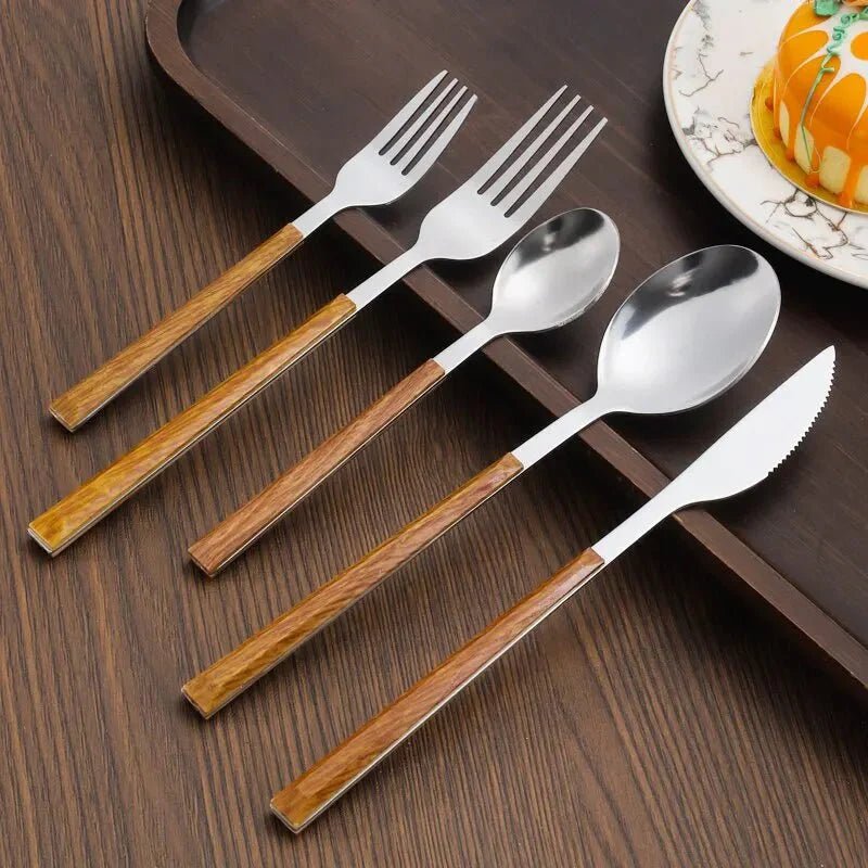 Hommfer – Service de Couverts en Acier et Bois pour Salle à Manger - Hommfer