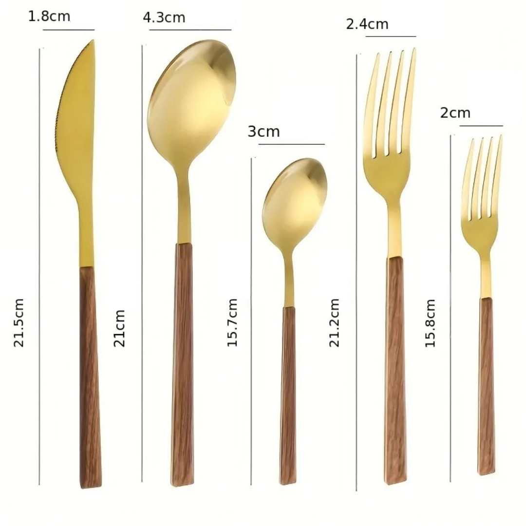 Hommfer – Service de Couverts en Acier et Bois pour Salle à Manger - Hommfer