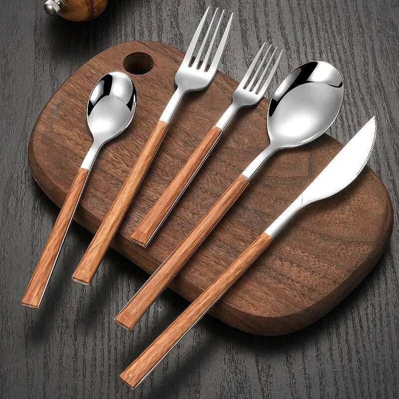 Hommfer – Service de Couverts en Acier et Bois pour Salle à Manger - Hommfer