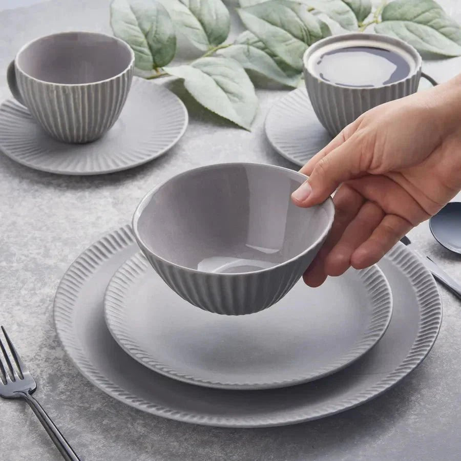 Hommfer – Service de Vaisselle en Grès Gris pour la Salle à Manger - Hommfer