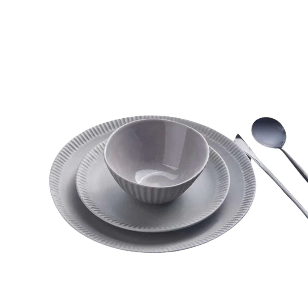 Hommfer – Service de Vaisselle en Grès Gris pour la Salle à Manger - Hommfer