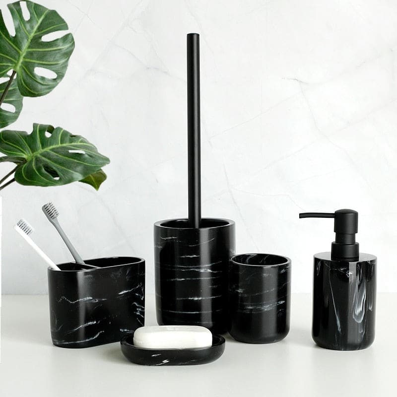 Hommfer – Set d’Accessoires de Salle de Bain Effet Marbre Noir - Hommfer