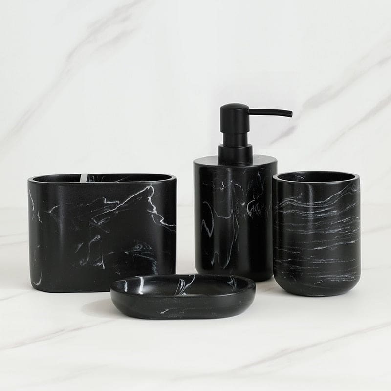 Hommfer – Set d’Accessoires de Salle de Bain Effet Marbre Noir - Hommfer