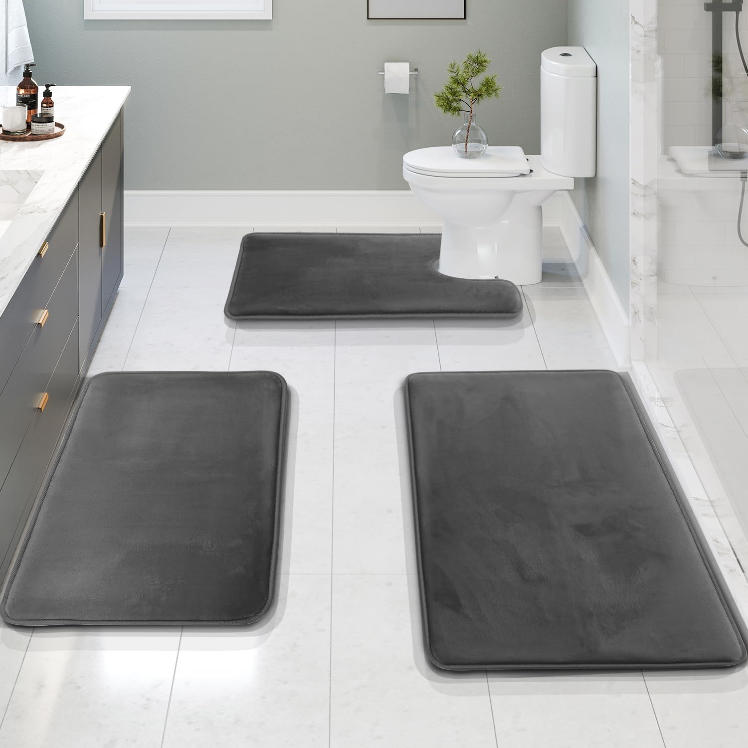 Hommfer - Set de bain luxueux en velours et mousse à mémoire de forme - Hommfer