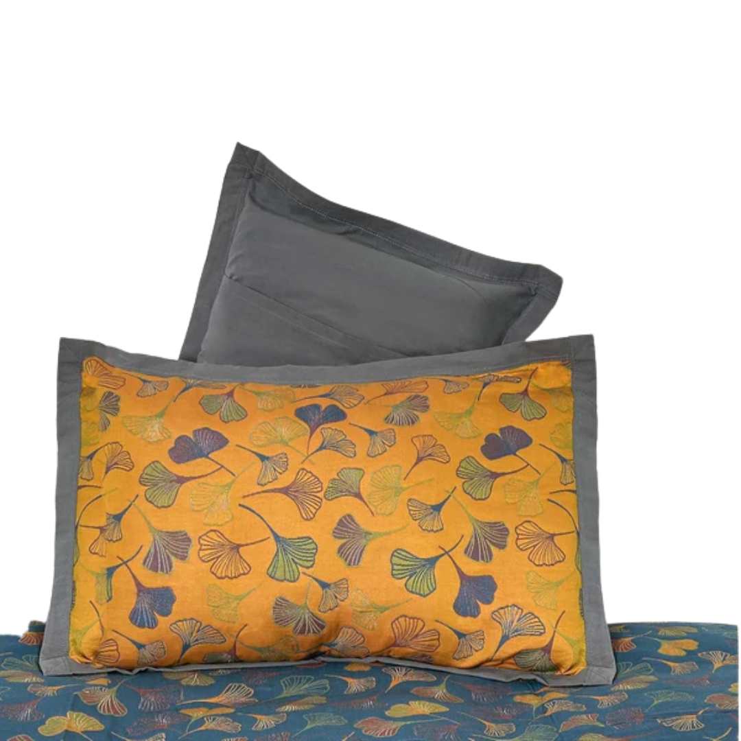Hommfer – Taies d’Oreiller en Coton Brodé Feuille de Ginkgo - Hommfer