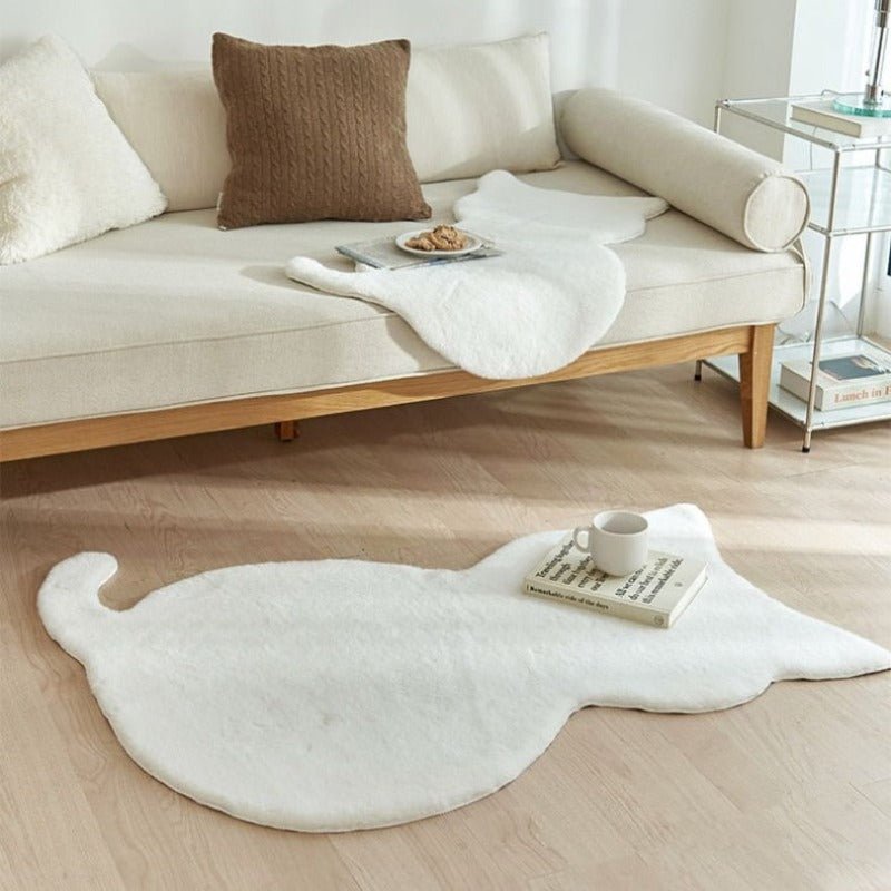 Hommfer - Tapis Bas en Polyester Blanc Antidérapant pour Salon - Hommfer