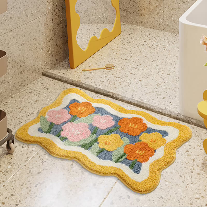 Hommfer – Tapis de Bain en Velours Floral Élégant - Hommfer