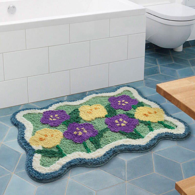 Hommfer – Tapis de Bain en Velours Floral Élégant - Hommfer