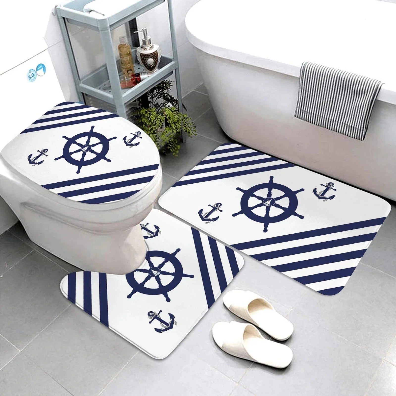 Hommfer – Tapis de Salle de Bain Élégant en Bleu Foncé - Hommfer