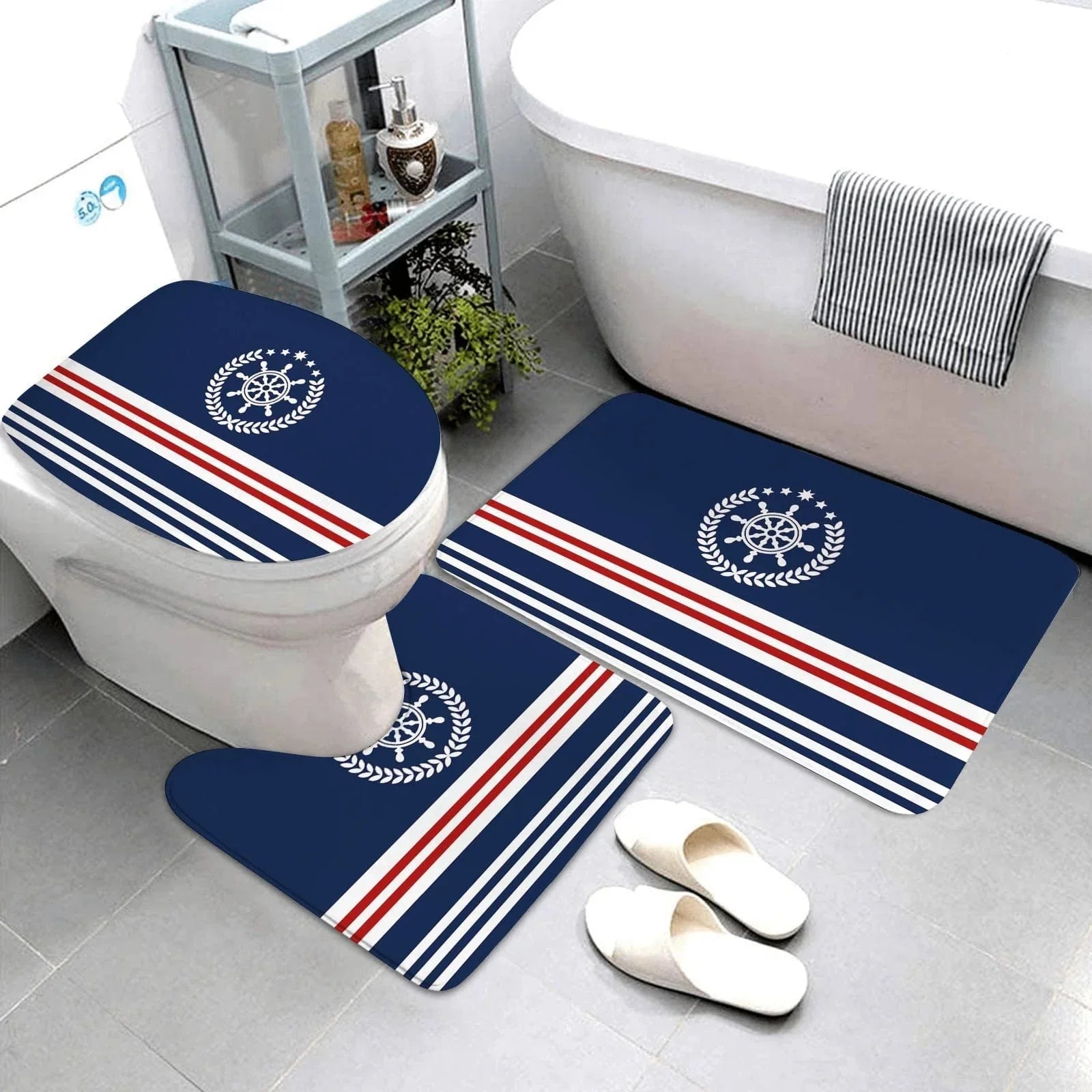 Hommfer – Tapis de Salle de Bain Élégant en Bleu Foncé - Hommfer