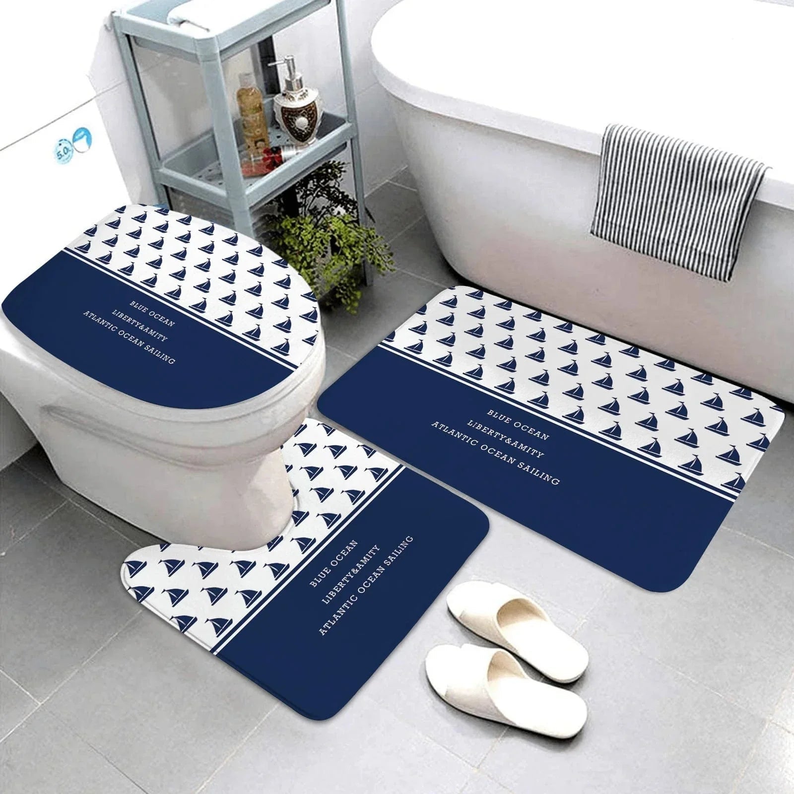 Hommfer – Tapis de Salle de Bain Élégant en Bleu Foncé - Hommfer