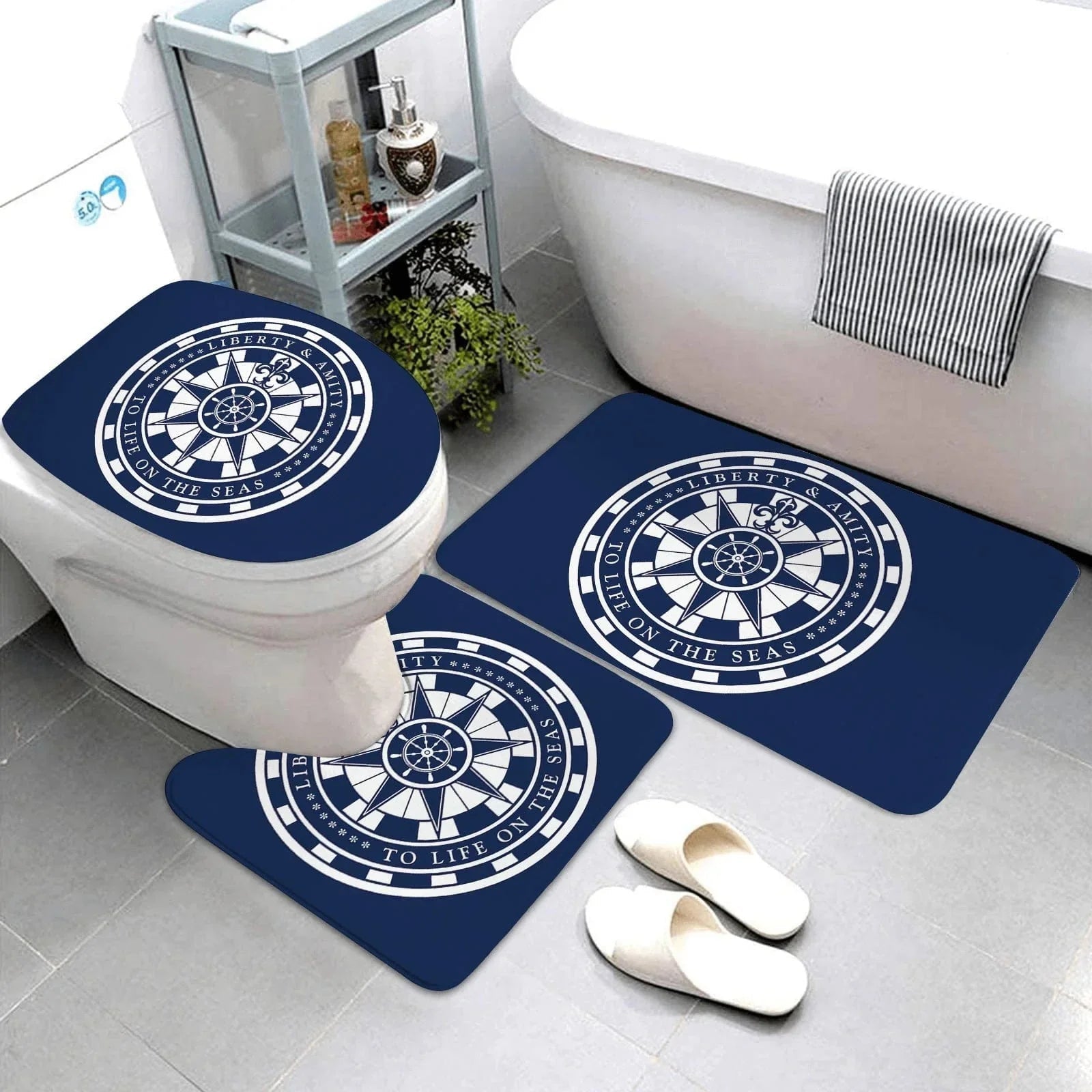Hommfer – Tapis de Salle de Bain Élégant en Bleu Foncé - Hommfer