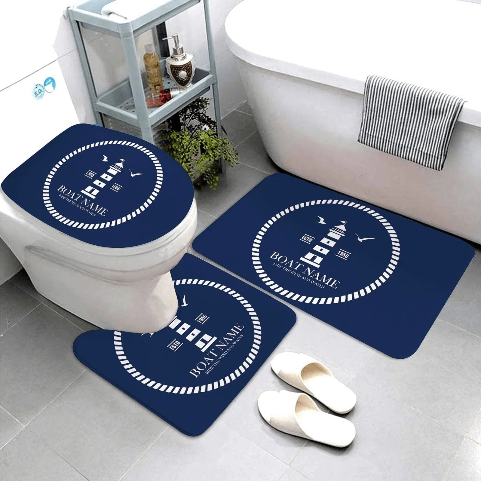 Hommfer – Tapis de Salle de Bain Élégant en Bleu Foncé - Hommfer