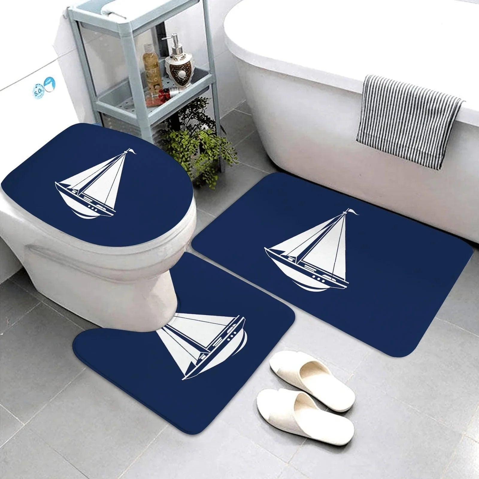 Hommfer – Tapis de Salle de Bain Élégant en Bleu Foncé - Hommfer