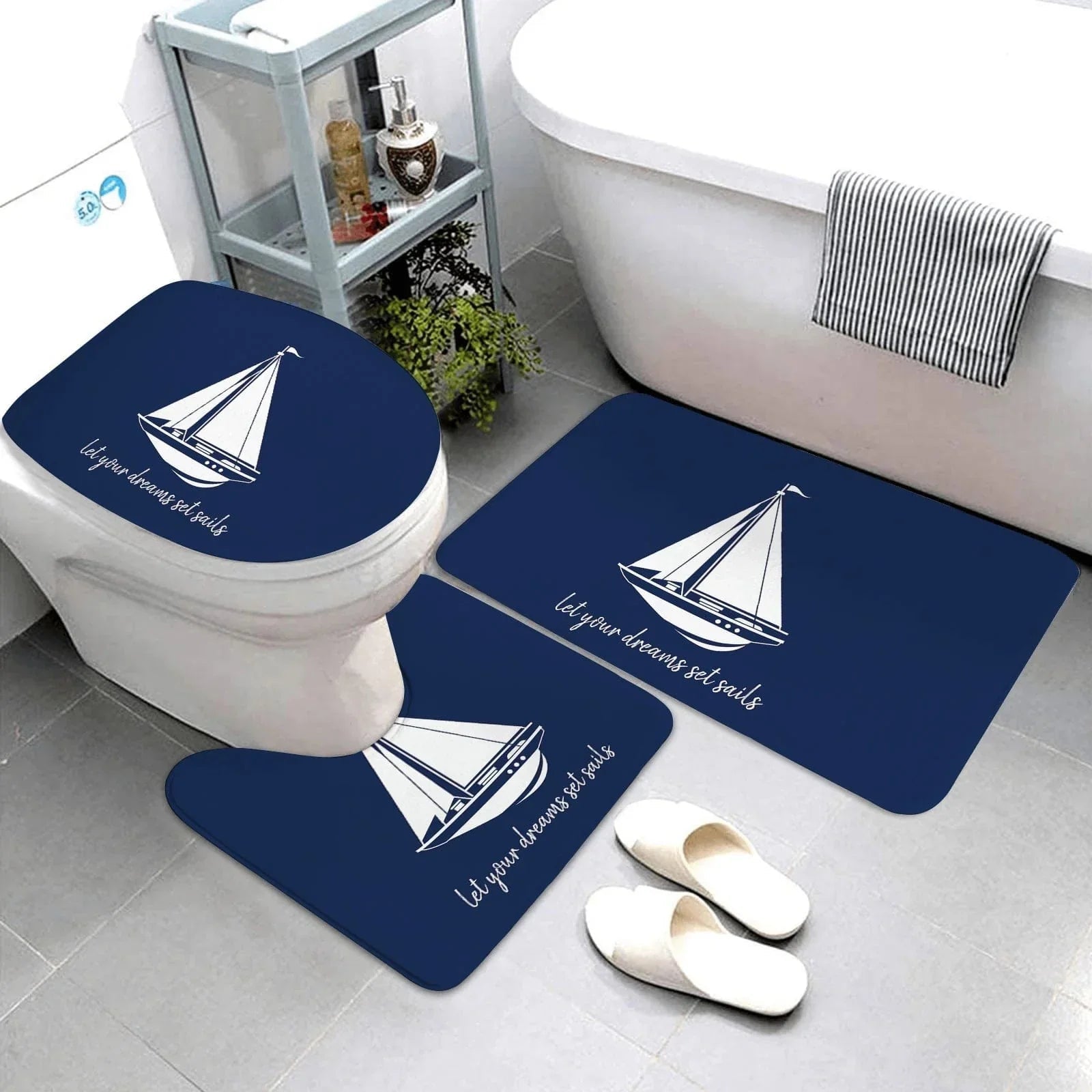 Hommfer – Tapis de Salle de Bain Élégant en Bleu Foncé - Hommfer