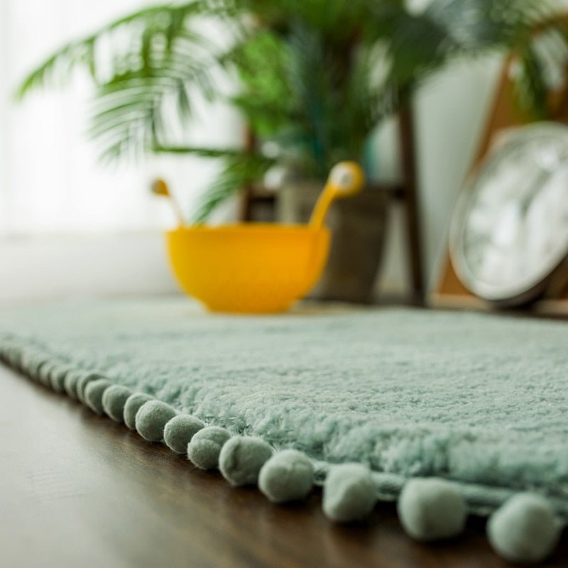 Hommfer – Tapis Ovale Antidérapant avec Bordures Pompons - Hommfer