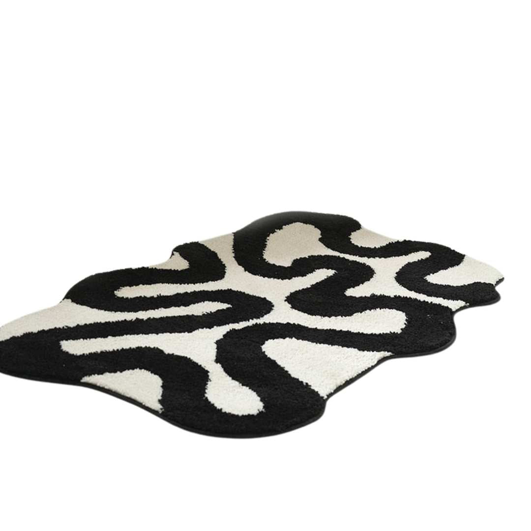 Hommfer – Tapis tufté noir tourbillonnant pour le salon - Hommfer