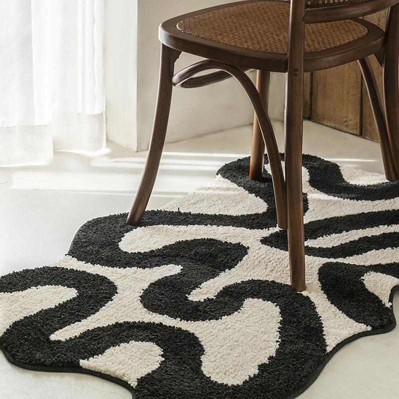 Hommfer – Tapis tufté noir tourbillonnant pour le salon - Hommfer