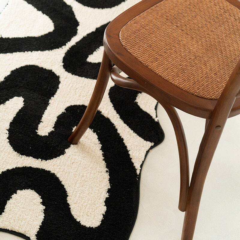 Hommfer – Tapis tufté noir tourbillonnant pour le salon - Hommfer