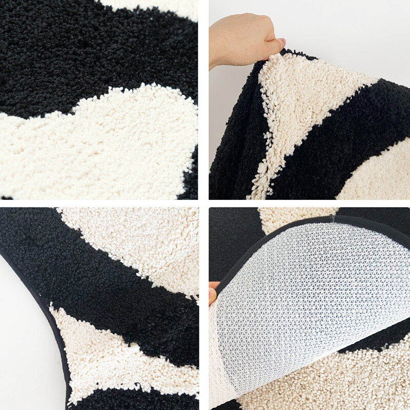 Hommfer – Tapis tufté noir tourbillonnant pour le salon - Hommfer
