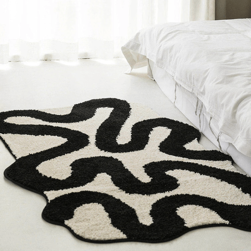 Hommfer – Tapis tufté noir tourbillonnant pour le salon - Hommfer