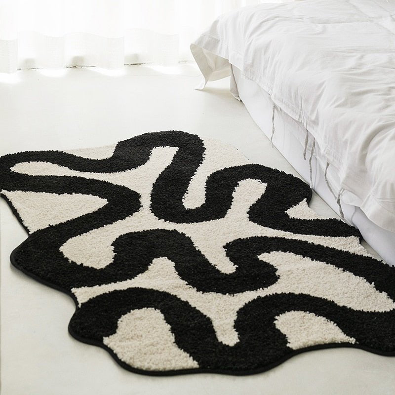 Hommfer – Tapis tufté noir tourbillonnant pour le salon - Hommfer