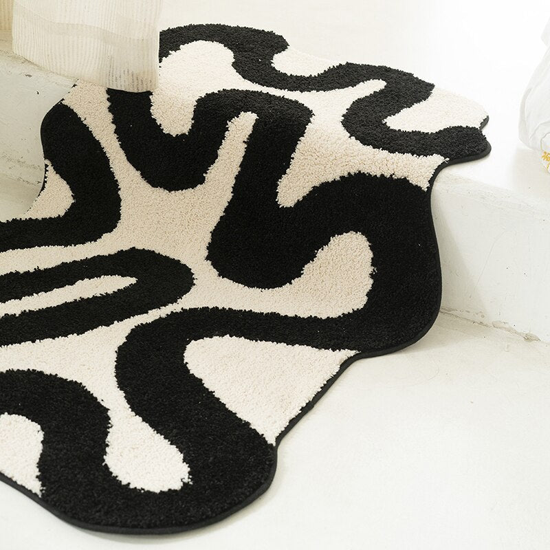 Hommfer – Tapis tufté noir tourbillonnant pour le salon - Hommfer