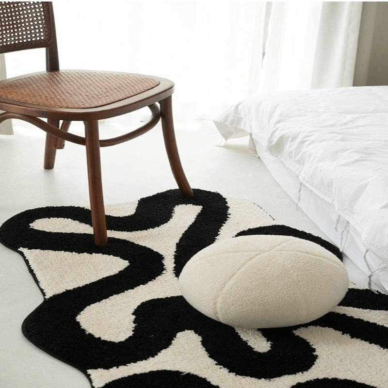 Hommfer – Tapis tufté noir tourbillonnant pour le salon - Hommfer