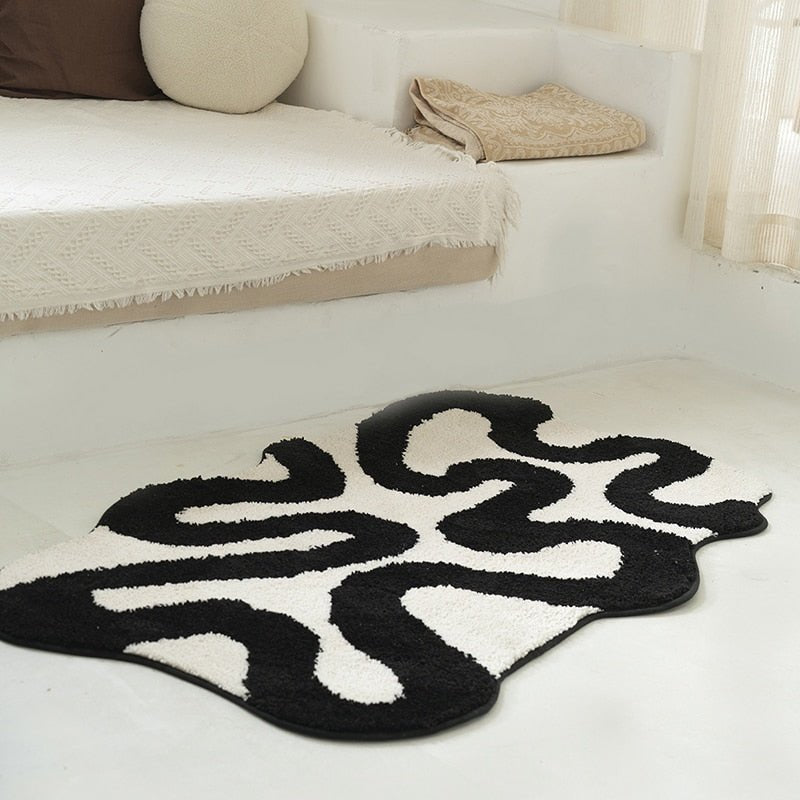 Hommfer – Tapis tufté noir tourbillonnant pour le salon - Hommfer